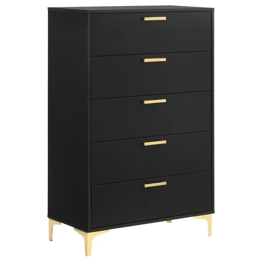 Kendall Black and Gold Upholstered Panel Bedroom Set by Coaster at Eve Furniture