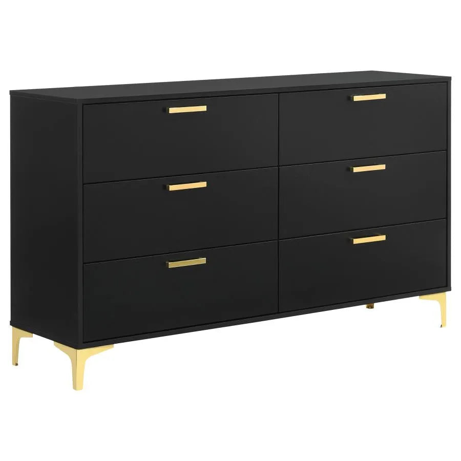 Kendall Black and Gold Upholstered Panel Bedroom Set by Coaster at Eve Furniture