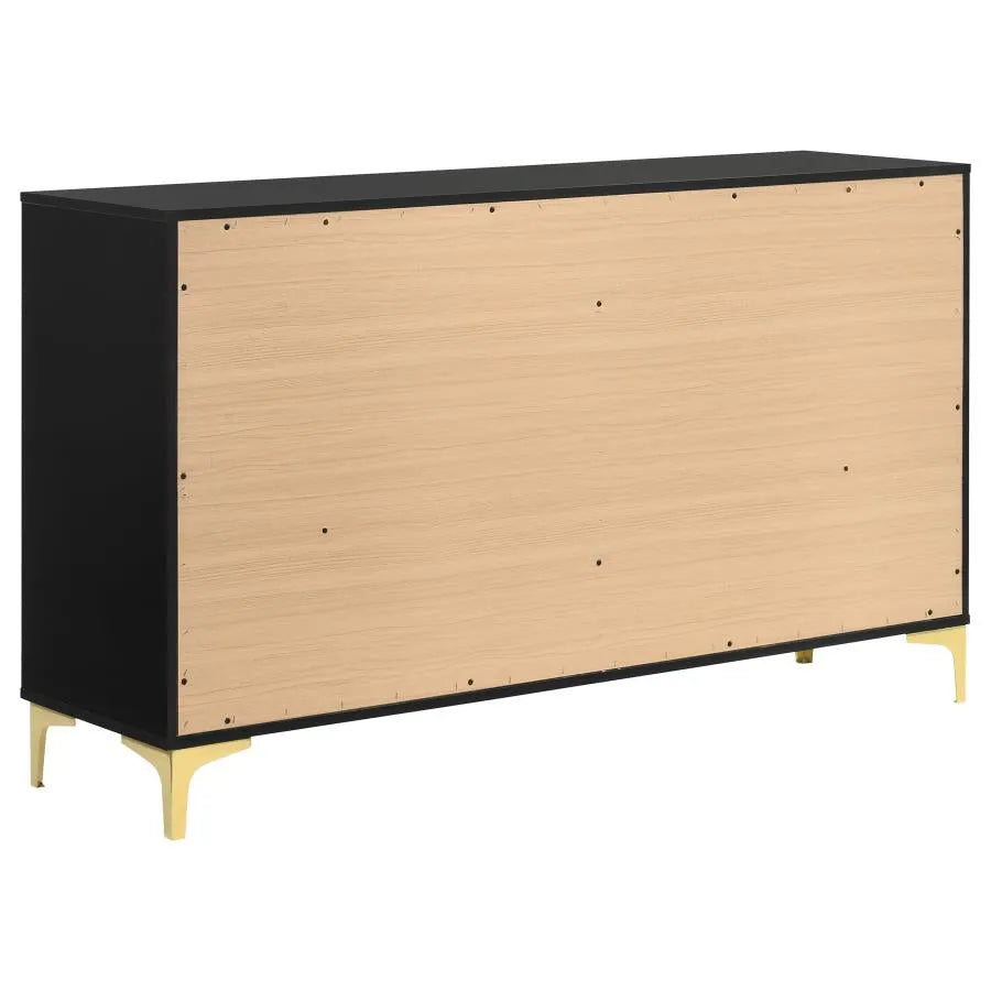Kendall Black and Gold Upholstered Panel Bedroom Set by Coaster at Eve Furniture