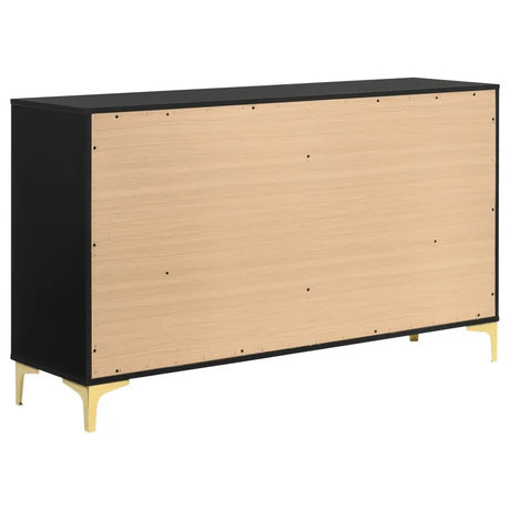 Kendall Black and Gold Upholstered Panel Bedroom Set by Coaster at Eve Furniture