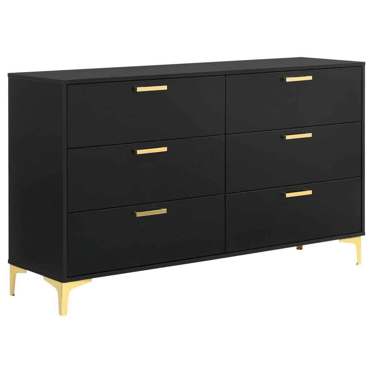 Kendall Black/Gold 4-Piece Tufted Panel Eastern King Bedroom Set by Coaster at Eve Furniture