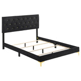 Kendall Black/Gold 4-Piece Tufted Panel Queen Bedroom Set by Coaster at Eve Furniture