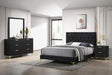 Kendall Black/Gold 4-Piece Tufted Panel Queen Bedroom Set by Coaster at Eve Furniture