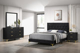 Kendall Black/Gold 4-Piece Tufted Panel Queen Bedroom Set by Coaster at Eve Furniture