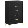Kendall Black/Gold 5-Drawer Chest by Coaster at Eve Furniture