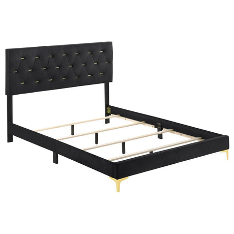 Kendall Black/Gold 5-Piece Tufted Panel Queen Bedroom Set by Coaster at Eve Furniture