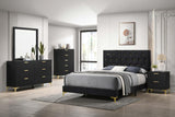 Kendall Black/Gold Tufted Panel Queen Bed by Coaster at Eve Furniture