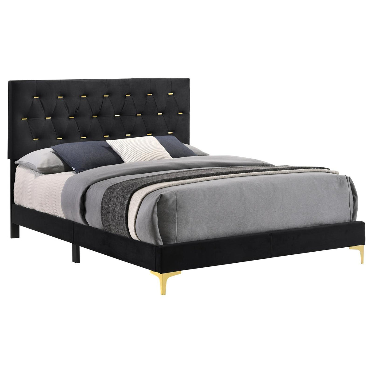 Kendall Tufted Panel California King Bed Black/Gold by Coaster at Eve Furniture