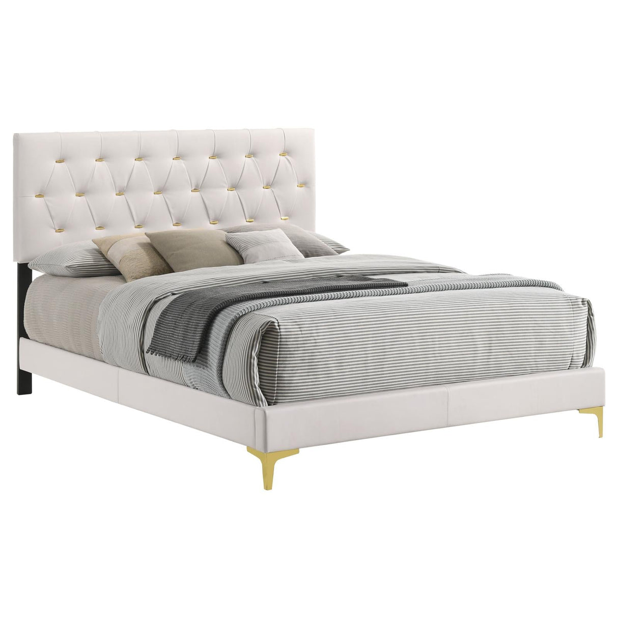 Kendall Tufted Upholstered Panel California King Bed White