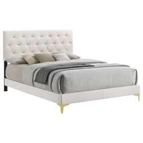 Kendall Tufted Upholstered Panel California King Bed White by Coaster at Eve Furniture