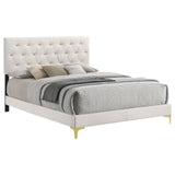 Kendall Tufted Upholstered Panel California King Bed White by Coaster at Eve Furniture