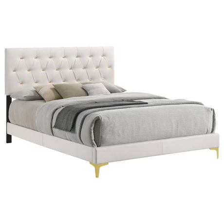 Kendall Tufted Upholstered Panel California King Bed White by Coaster at Eve Furniture