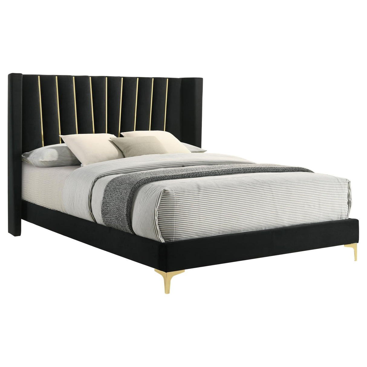 Kendall Upholstered Tufted Eastern King Panel Bed Black