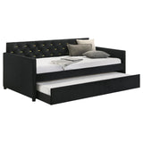 Kendall Upholstered Tufted Twin Daybed with Trundle Black