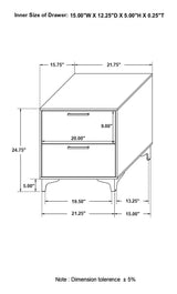 Kendall White 2-Drawer Nightstand by Coaster at Eve Furniture