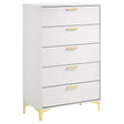 Kendall White 5-Drawer Chest by Coaster at Eve Furniture