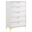 Kendall White 5-Drawer Chest by Coaster at Eve Furniture