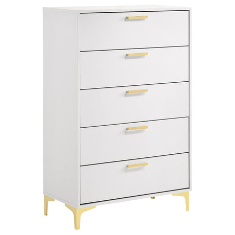 Kendall White 5-Drawer Chest by Coaster at Eve Furniture