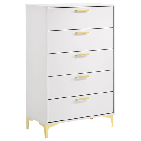 Kendall White 5-Drawer Chest by Coaster at Eve Furniture