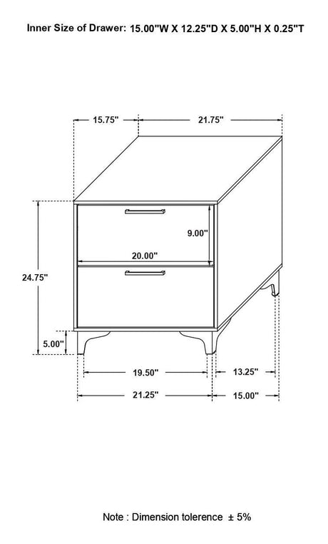 Kendall White 2-Drawer Nightstand by Coaster at Eve Furniture