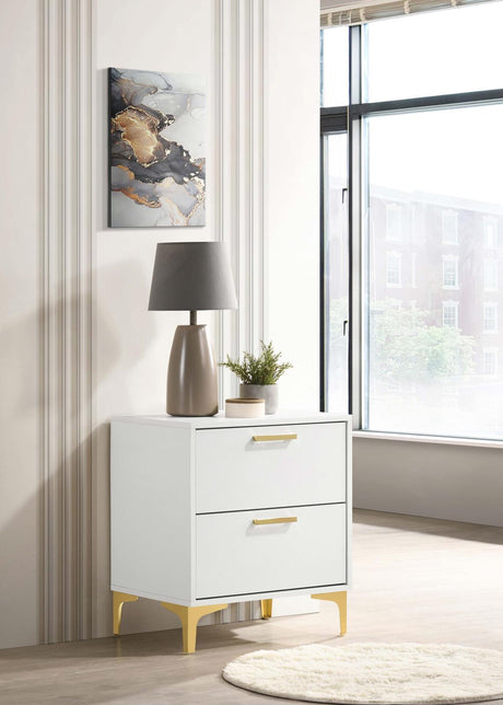 Kendall White 2-Drawer Nightstand by Coaster at Eve Furniture