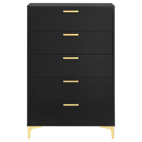 Kendall Black/Gold 5-Drawer Chest by Coaster at Eve Furniture