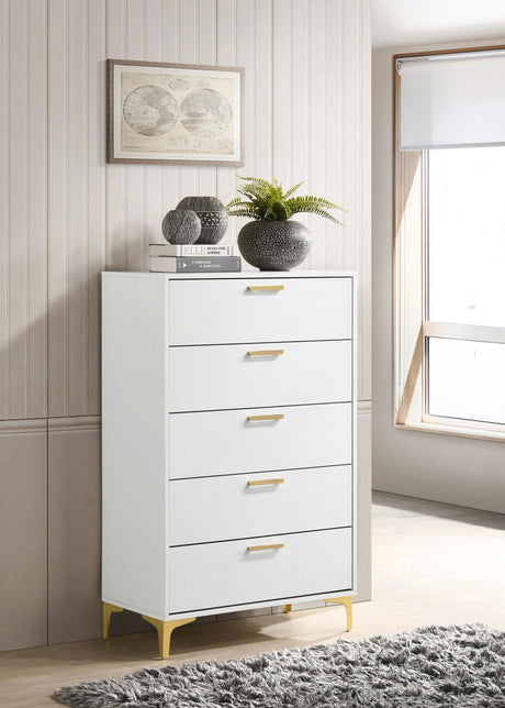 Kendall White 5-Drawer Chest by Coaster at Eve Furniture