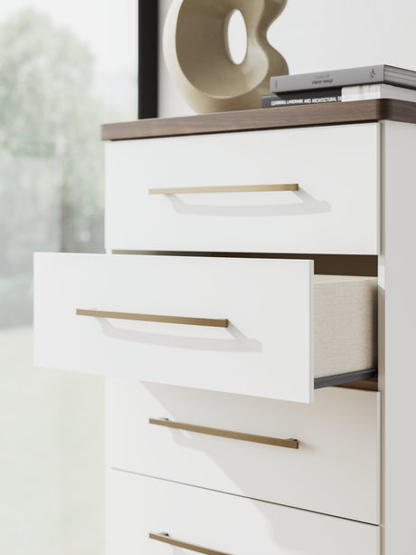 Kendanport Brown/White Five Drawer Chest by Ashley at Eve Furniture