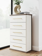 Kendanport Brown/White Five Drawer Chest by Ashley at Eve Furniture