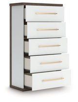 Kendanport Brown/White Five Drawer Chest by Ashley at Eve Furniture