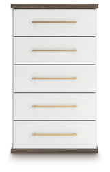 Kendanport Brown/White Five Drawer Chest by Ashley at Eve Furniture