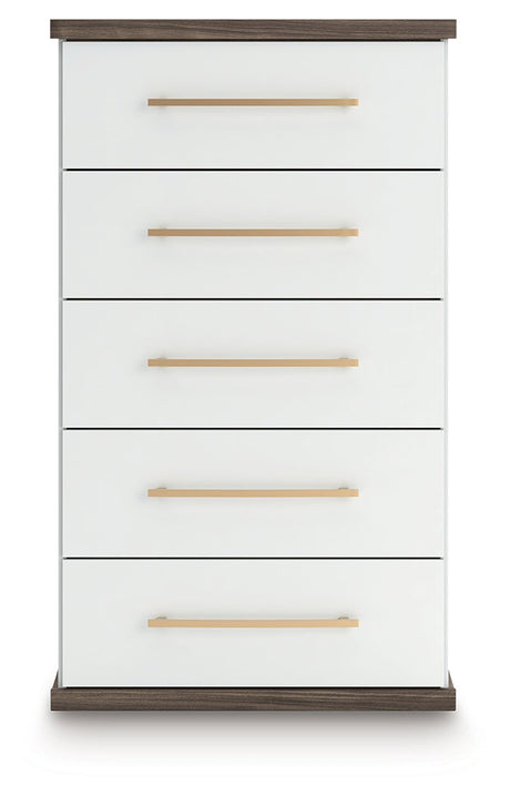 Kendanport Brown/White Five Drawer Chest by Ashley at Eve Furniture