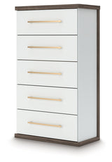 Kendanport Brown/White Five Drawer Chest by Ashley at Eve Furniture