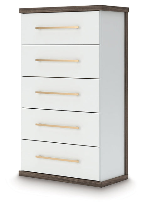 Kendanport Brown/White Five Drawer Chest by Ashley at Eve Furniture