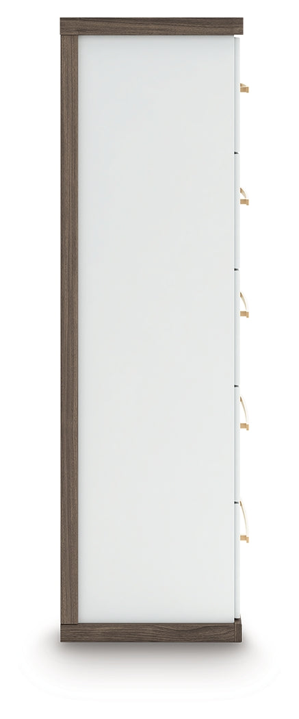 Kendanport Brown/White Five Drawer Chest by Ashley at Eve Furniture