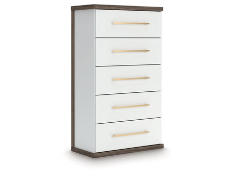 Kendanport Brown/White Five Drawer Chest by Ashley at Eve Furniture