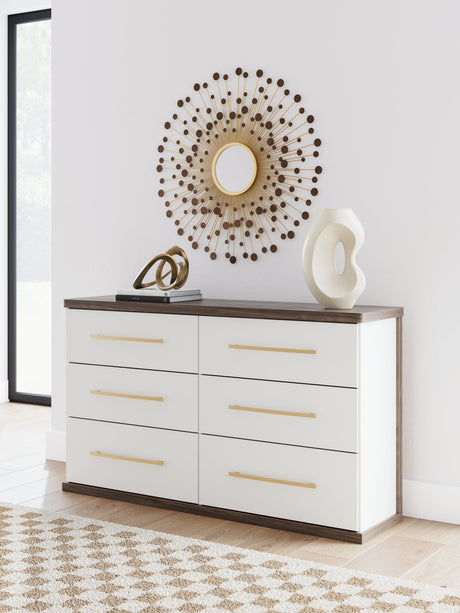 Kendanport Brown/White Six Drawer Dresser by Ashley at Eve Furniture