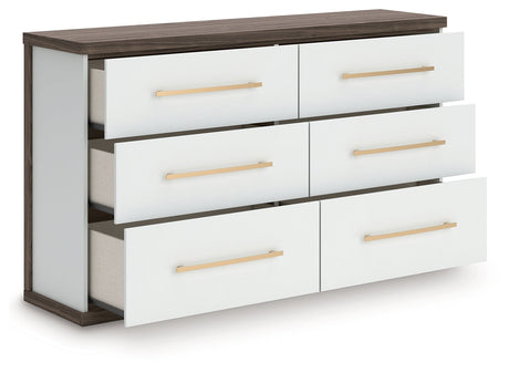 Kendanport Brown/White Six Drawer Dresser by Ashley at Eve Furniture