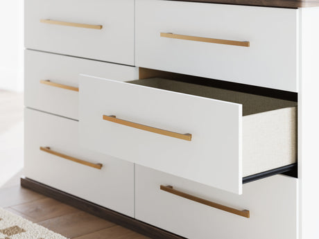 Kendanport Brown/White Six Drawer Dresser by Ashley at Eve Furniture
