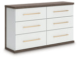 Kendanport Brown/White Six Drawer Dresser by Ashley at Eve Furniture