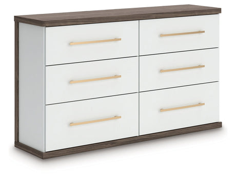 Kendanport Brown/White Six Drawer Dresser by Ashley at Eve Furniture