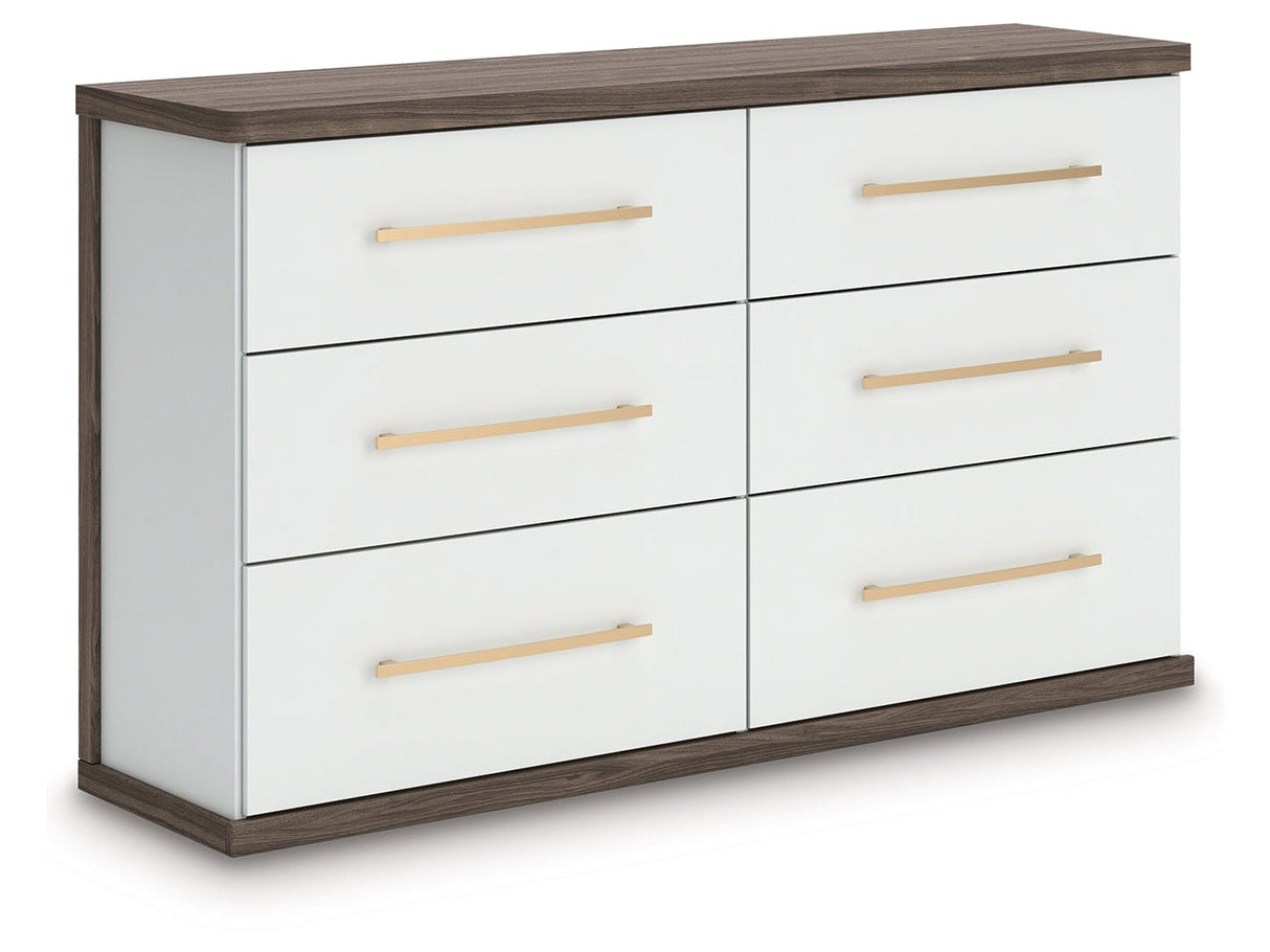 Kendanport Brown/White Six Drawer Dresser by Ashley at Eve Furniture