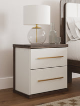 Kendanport Brown/White Two Drawer Night Stand by Ashley at Eve Furniture