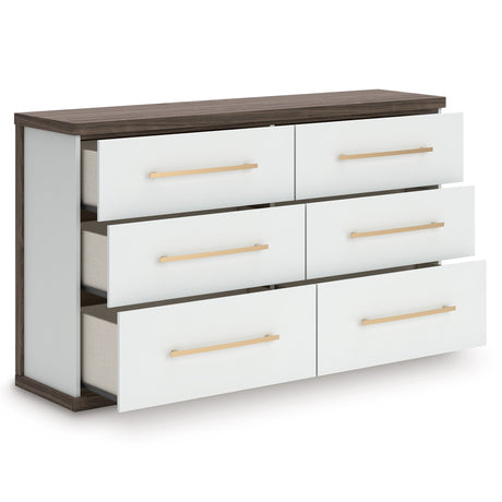 Kendanport Brown/White Upholstered Bedroom Set by Ashley at Eve Furniture