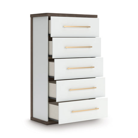 Kendanport Brown/White Upholstered Bedroom Set by Ashley at Eve Furniture