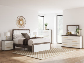 Kendanport Brown/White Upholstered Bedroom Set by Ashley at Eve Furniture