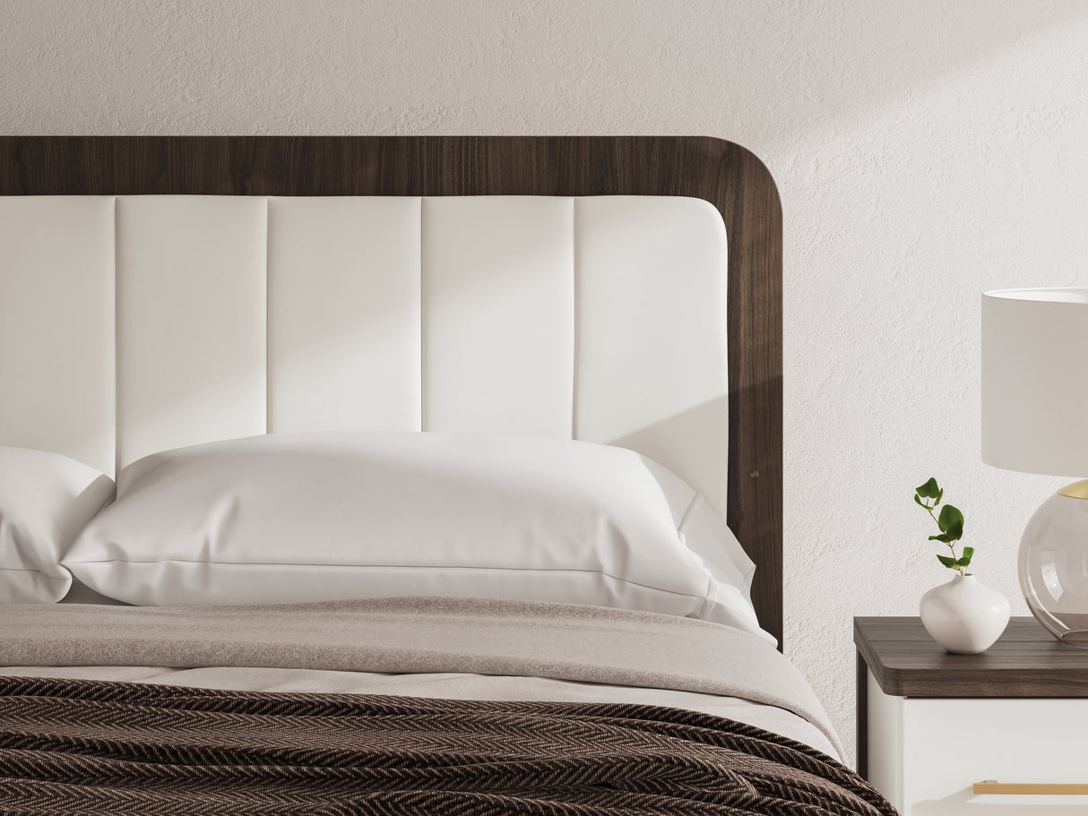Kendanport White/Brown King Upholstered Bed by Ashley at Eve Furniture