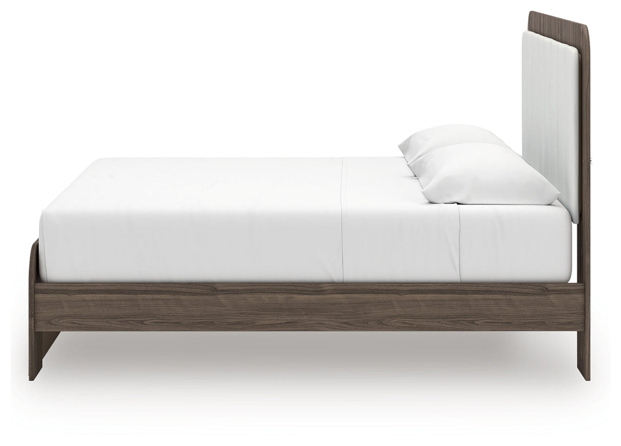 Kendanport White/Brown King Upholstered Bed by Ashley at Eve Furniture