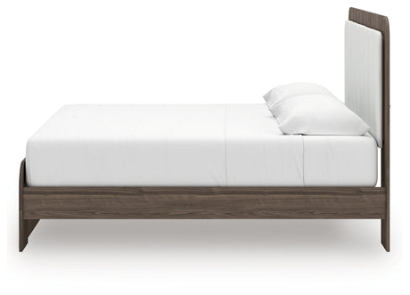Kendanport White/Brown King Upholstered Bed by Ashley at Eve Furniture