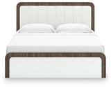 Kendanport White/Brown King Upholstered Bed by Ashley at Eve Furniture